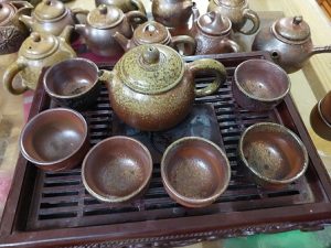 Bộ ấm chén sành hỏa biến – ấm chuyên trà đạo