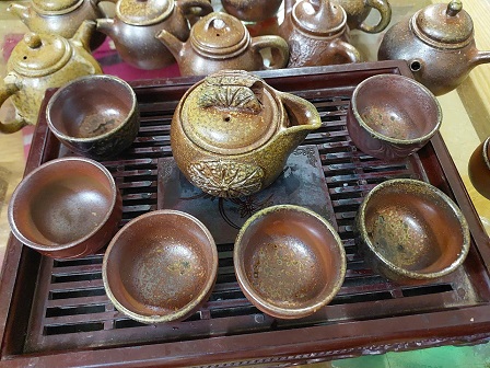 Bộ ấm chén sành hỏa biến