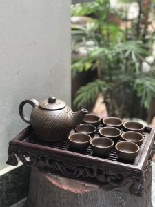 Ấm- tách sành pha trà khô – đồ thủ công